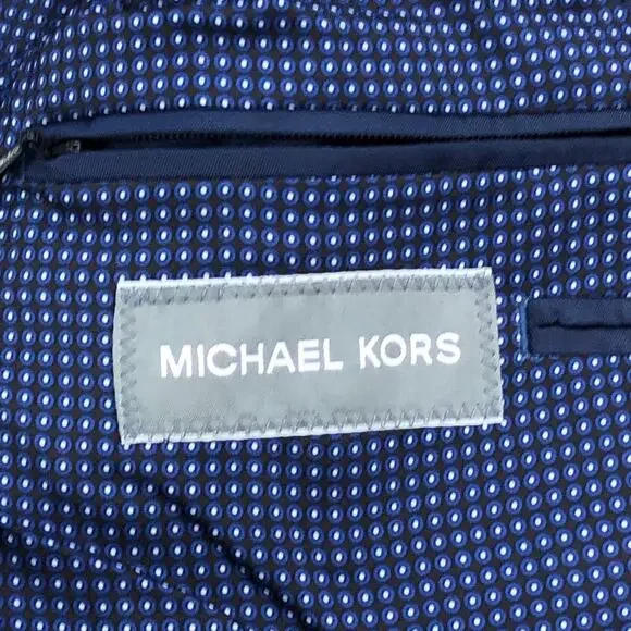 Michael Kors Mens Size 42L Blazer Jacket Sport Coat Navy Blue Metal Buttons